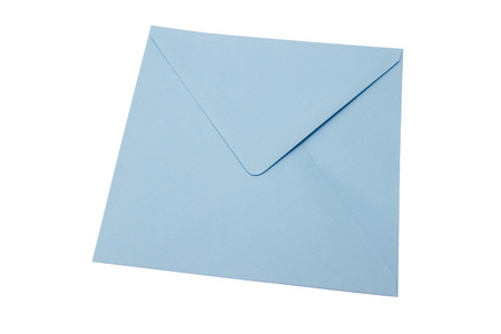 Blue envelope isolated on white backgroundの写真素材