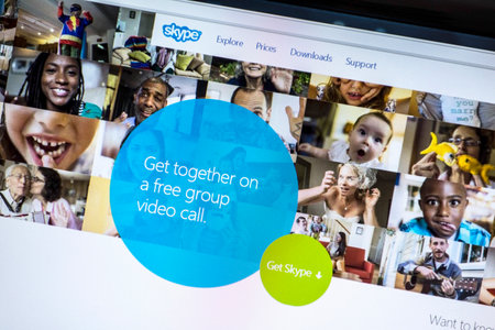 Skype website displayed on a computer screen のeditorial素材