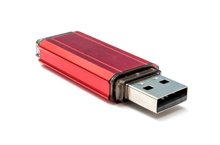 Red USB Flash Drive isolated on white
