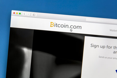 Bitcoin website on a computer screenのeditorial素材