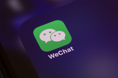 Ostersund, Sweden - May 21, 2020: Wechat messenger app. Wechat  is a Chinese messaging, social media and mobile payment app.のeditorial素材