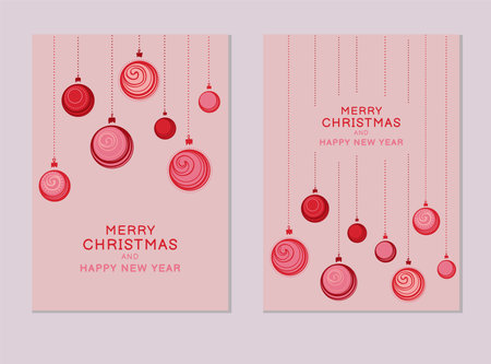 Vector set templates holiday cards. Hand drawn Christmas balls. Graphics suitable for use for sale, post, banner, print, flayerのイラスト素材