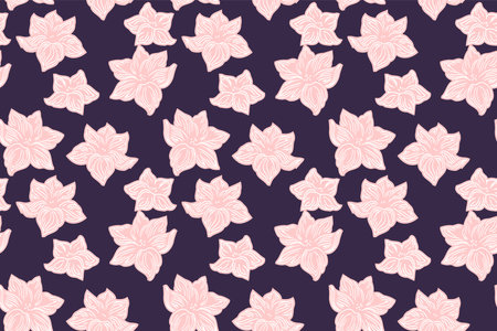 Abstract modern cute seamless pattern with decorative vector hand drawn simple flowers. Creative stylized shape  floral print.  Design for textile, fabric, wallpaper, surface design, fashionのイラスト素材