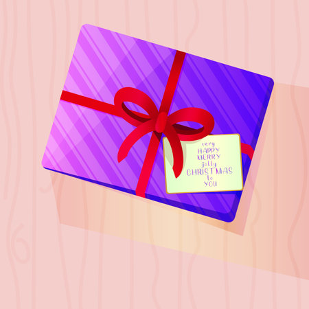 Happy Merry jolly Christmas to you template. Christmas gift box . Template  of printing, poster, corporate invitation, greeting cards, internet advertising. Vector illustration of red gift box .のイラスト素材