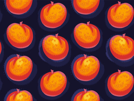 Abstract seamless pattern apricot or peach. Vector hand drawn sketch doodle fruits. Modern design ornament for paper, cover, fabric, interior decor, textile, surface designのイラスト素材