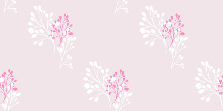 Minimalistic simple seamless pattern with   artistic branches on a light back. Vector hand drawn sketch. Template for textile, fashion, print, surface design, paper, cover, fabricのイラスト素材