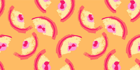Trendy vibrant pattern with red lines shapes strokes brush. Simple geometric background with...