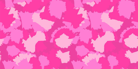 Colorful circular brush strokes seamless pattern. Vector hand drawn sketch. Abstract pink ebru effect printing. Random stains, drops, spots, patterned. Collage for designsのイラスト素材