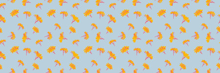 Colorful seamless pattern with abstract unique flowers buds. Minimalist stylized floral printing on...
