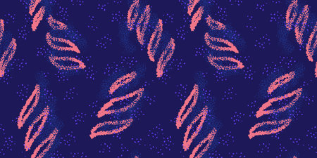 Abstract sketch organic shapes and spots, dots, drops seamless pattern. Colorful vector background. Hand drawn brush strokes unique forms print. Contemporary minimalist ornament.のイラスト素材