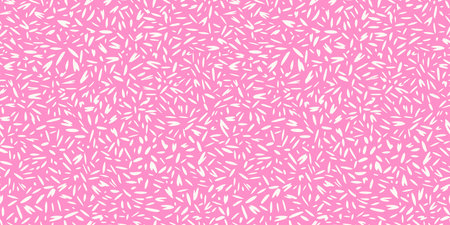 Seamless abstract pattern with vibrant pink background and scattered white organic strokes. Plain minimalist print for fabric, gift wrapping, stationery, home decor, and modern digital designsのイラスト素材