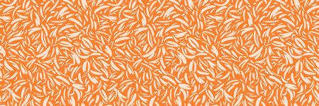 Seamless abstract pattern with vibrant orange and cream curved shapes resembling organic strokes. Plain minimalist print for fabric design, wrapping paper, home decor, packagingのイラスト素材