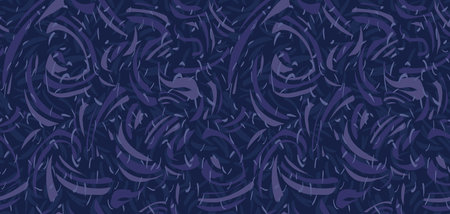 Monotone dark blue seamless pattern with abstract organic shapes. Vector hand drawn curved and wavy lines with drops, spots. Contemporary print. Simple dynamic geometric ornamentのイラスト素材