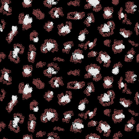 Seamless leopard-inspired pattern in brown tones on a black background. Vector designs for fashion, home decor, or creative projects. A bold, colorful twist on a classic animal printのイラスト素材