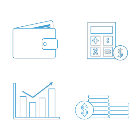 set of accounting,financial icon vector line artのイラスト素材