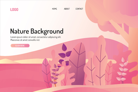 web page template design, nature illustration concept backgroundのイラスト素材