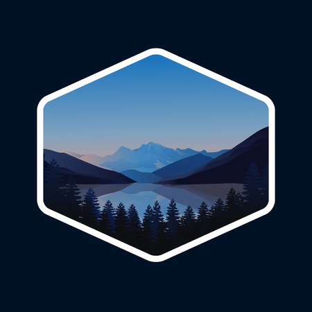 mountain modern vector illustration, mountain logo designのイラスト素材