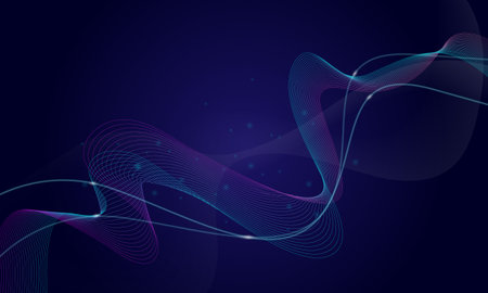 Abstract light line waves in dark background, modern abstract geometric shape background