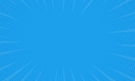 abstract blue light rays background retro comic style halftone pop artの写真素材