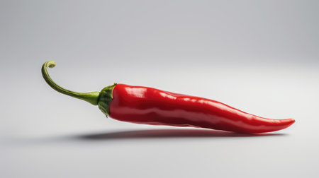fresh red chili pepper isolated on white backgroundの素材