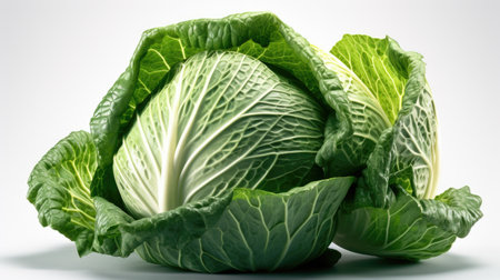 fresh cabbage isolated on white backgroundの素材