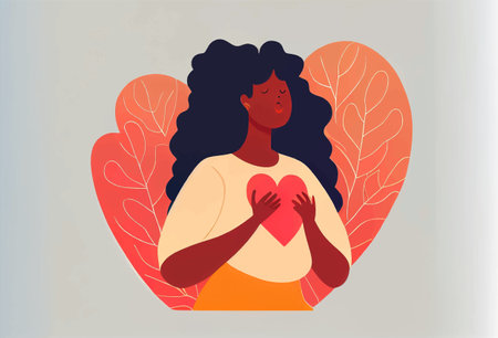 Woman show love to yourself. The concept of valentines day, feminism and lgbtのイラスト素材
