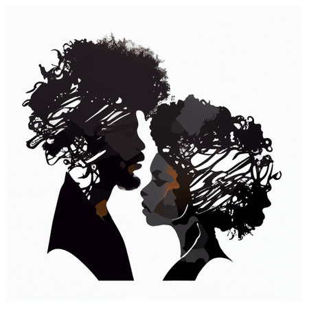 vector illustration of vector illustration of woman and man prounly celebrate Black history month isolate on white backgroundのイラスト素材