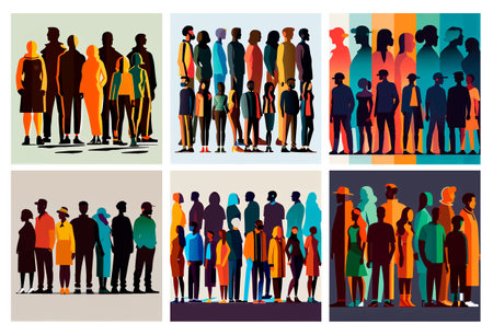 set vector illustration of people together international communication dayのイラスト素材