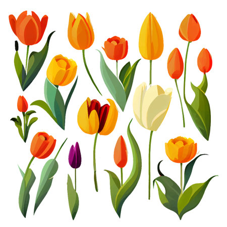 set vector illustration of bloming flowers isolate background International Womens Day and Spring Festivalのイラスト素材