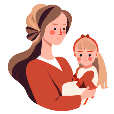 vector illustration of mother with her lovely family selebrating mothers dayのイラスト素材