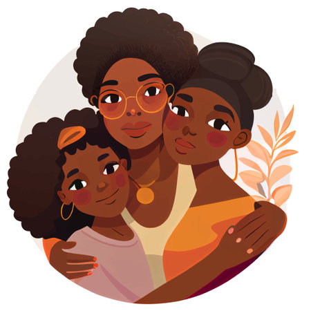 vector illustration of mother with her lovely family celebrating mothers dayのイラスト素材