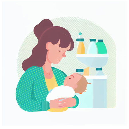 vector illustration of mother with her lovely newborn baby selebrating mothers dayのイラスト素材