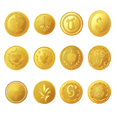 set vector illustration of gold coins isolate on white backgroundのイラスト素材