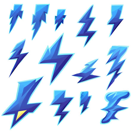 vector set illustration in cartoon style of thunder lighting iconsのイラスト素材