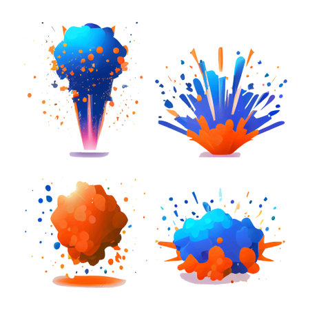 vector set illustration in cartoon style of explosion stonesのイラスト素材