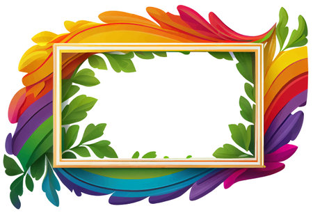 vector illustration of rainbow border frame isolate with empty spaceのイラスト素材