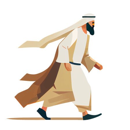 vector illustration of arab man in traditional clothes isolate on white backgroundのイラスト素材