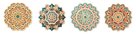 set vector illustration of beautiful ramadan kareem greeting card design with mandala artのイラスト素材