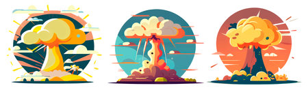 set vector ui illustration of explosion elements isolated on white backgroundのイラスト素材