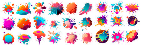 set vector ui illustration of explosion elements isolated on white backgroundのイラスト素材