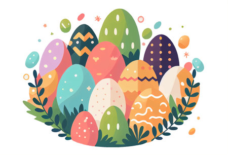 vector illustration of aester colorful eggs isolation on white backgroundのイラスト素材