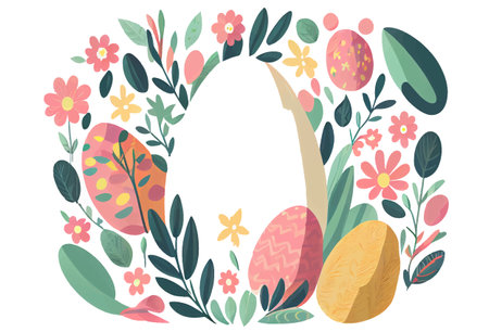 vector illustration of aester colorful eggs isolation on white backgroundのイラスト素材