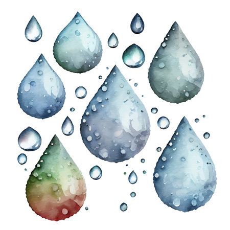 set vector illustration of water drop spring rain on white backgroundのイラスト素材