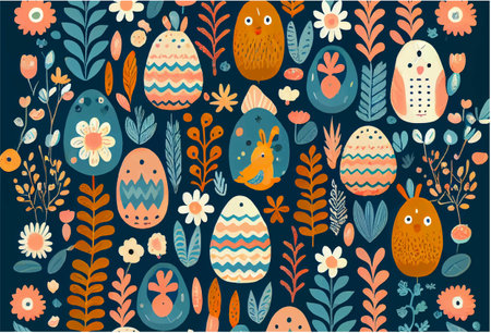 vector illustration of easter theme pattern for fabric print, wrapping paper design.のイラスト素材