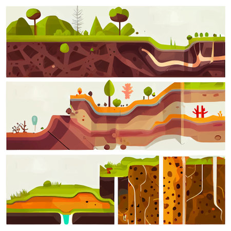 vector illustration of group underground layer of earthのイラスト素材