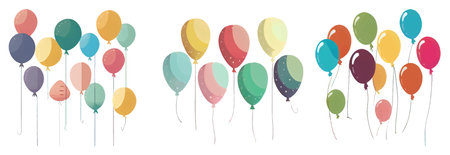 set vector illustration of balloon multi colors on white backgroundのイラスト素材