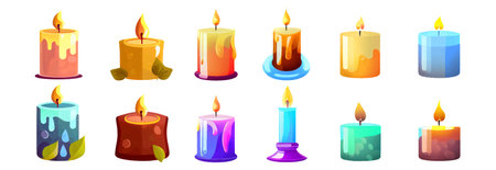 set vector candle illustration of ui interface icons isolated on white backgroundのイラスト素材