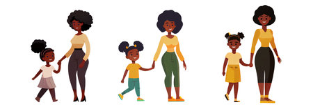 set vector illustration of ethnic woman isolated on white backgroundのイラスト素材