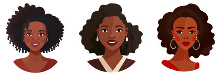 set vector illustration of ethnic woman isolated on white backgroundのイラスト素材