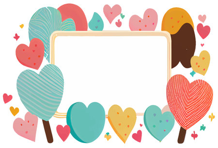 sticker cartoon style heart shape frame isolated on white background . Cartoons flat vector illustrationのイラスト素材